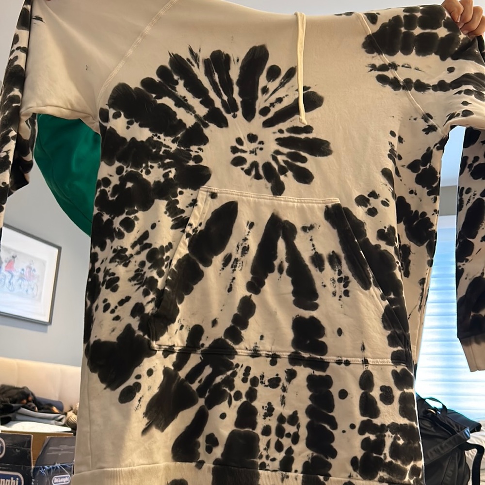 Electric and Rose Tye Dye Black and White Hoodie- size S